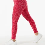 Rayon Material Elastic Waist Pink Leggings