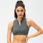 Zipper Stand Bra Fitness Vest With Chest Pad