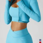 Solid Blue Seamless Nylon 3 Piece Suit