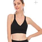 Nylon Fabric Deep V Neck Shockproof Running Bra