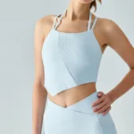 Ribbed Thin Shoulder Straps Sports Bra