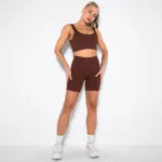 Threaded Spandex Breathable High Waist Set