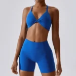 Nylon Twist Front Halter Sports Bras Yoga Suit