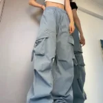 Cargo Style Polyester Stretchable  Pants with Big Pockets
