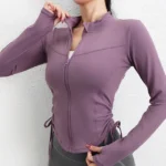 Side Pleated Full Zipper Jacket