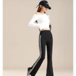 Sports White Stripe Micro Flared Pants