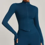 Full Zip-up Knit Jacket with Thumb Holes