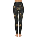 Golden Peacock Feather Spandex Yoga Leggings