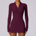 Spandex Solid Zipper Ultra Purple Jacket