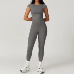 Nylon Crop Top Short Sleeves Set