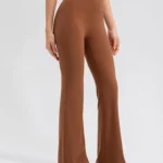Nylon Elastic Waistband Naked Flared Leggings