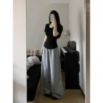 Wide Leg Grey Casual Sweatpants