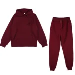 Terylene Hooded Maroon Tracksuit