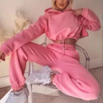 Polyester Solid Elastic Waist Pullover Jogger