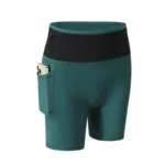 Green Nylon Patchwork Solid Short