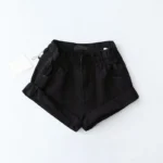 Cotton Denim Button Fly Leopard Short