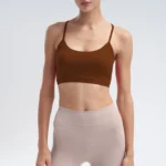 Brown Nylon Shiny Fabric Bra