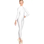 Lycra Gray Mock Neck Long Sleeve Yoga Bodysuit