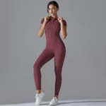 Solid Lycra Zipper One Piece Jumpsuit