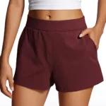 Brown Polyamide High-Rise Short