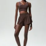 Nylon Sleeveless Brown Top